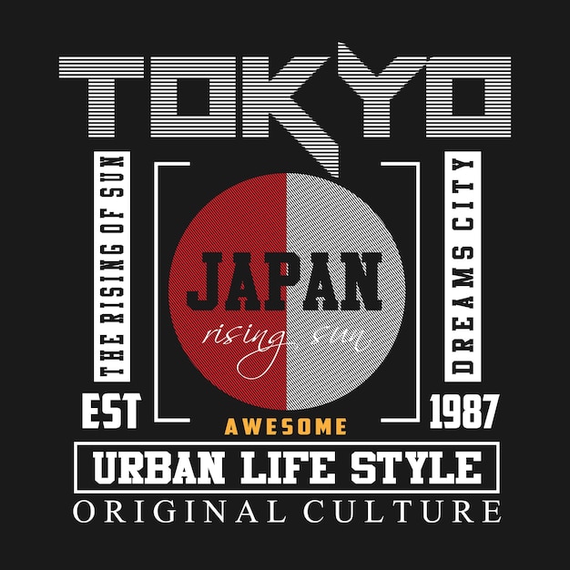 Diseño de camiseta de letras de vector tokio