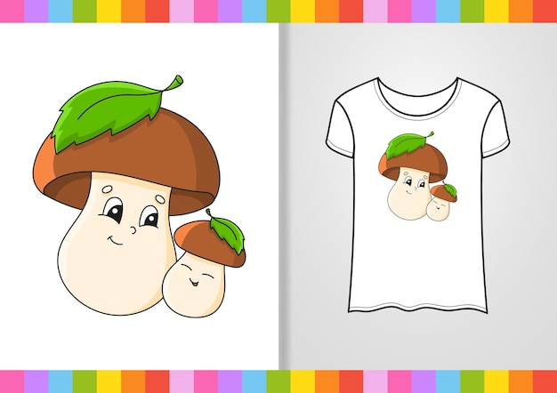 Diseño de camiseta Lindo personaje en camisa Estilo de dibujos animados dibujados a mano Aislado sobre fondo blanco Ilustración vectorial