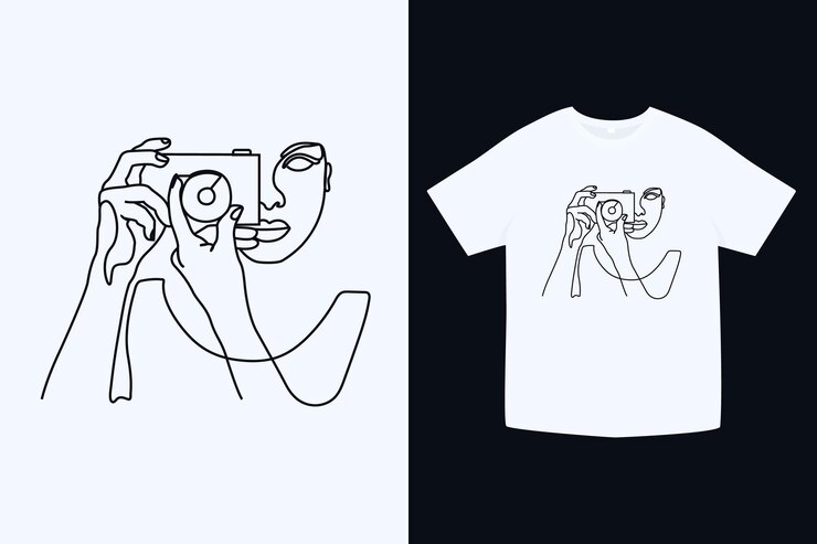Vector diseño de camiseta de línea de camarógrafo.