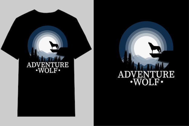 Diseño de camiseta de lobo de aventura Retro Vintage