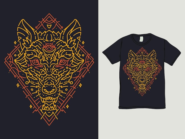 El diseño de la camiseta del lobo dorado
