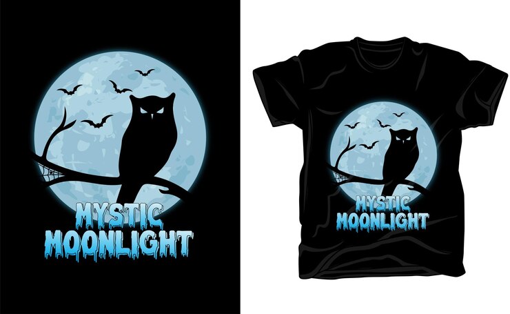 Vector diseño de camiseta de luz de luna mística
