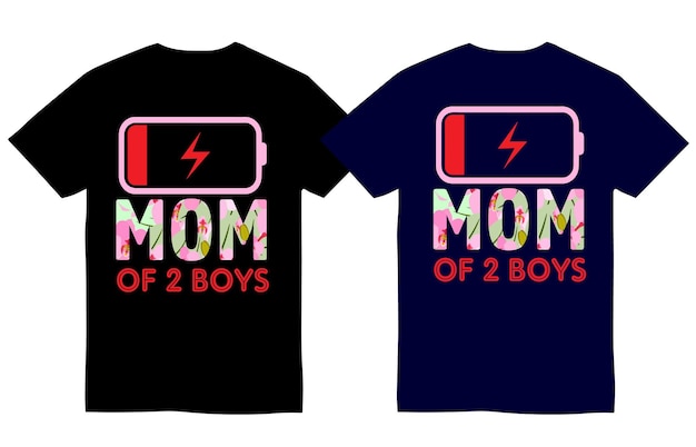 Diseño de camiseta de mamá de los 2 niños