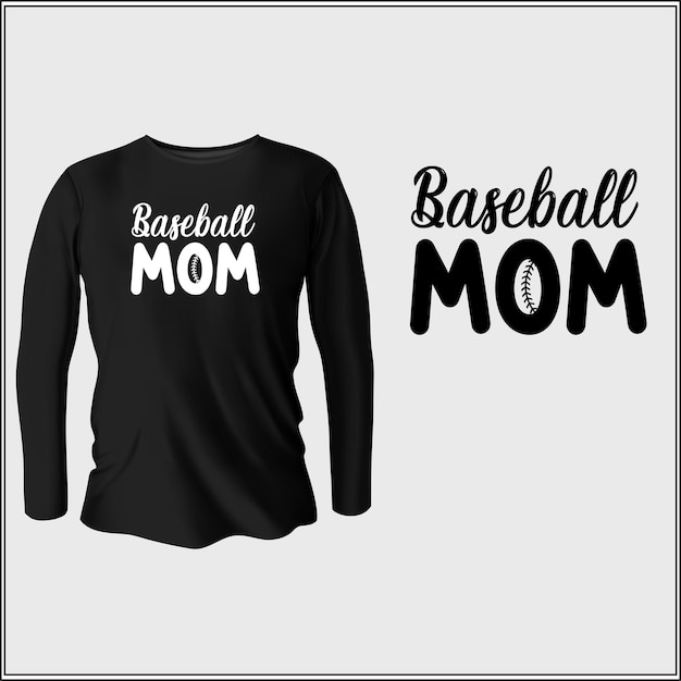 diseño de camiseta de mamá de béisbol con vector