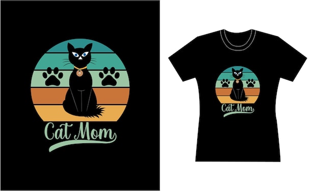 Vector diseño de camiseta de mamá gato diseño de camiseta de gato