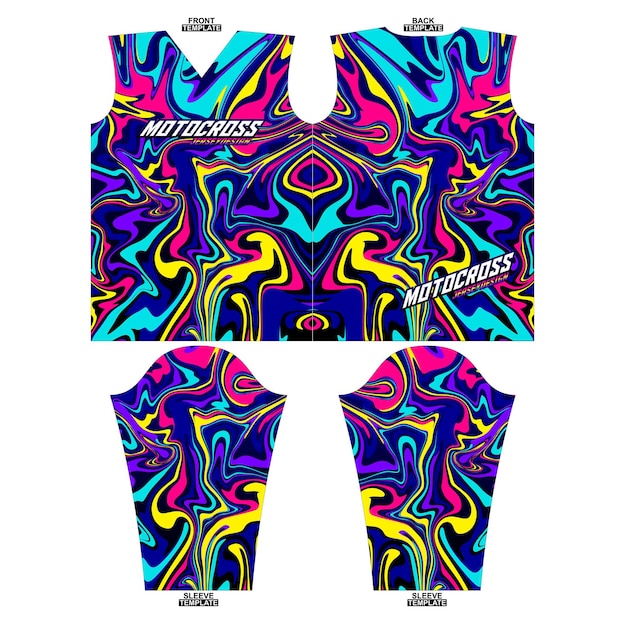 Vector diseño de camiseta de manga larga de motocross de sublimación lista para imprimir