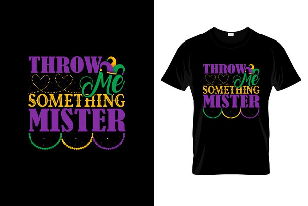 Diseño de camiseta de Mardi Gras, diseño de camiseta de tipografía de Mardi Gras