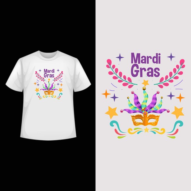 Diseño de camiseta de Mardi Gras con maquillaje blanco