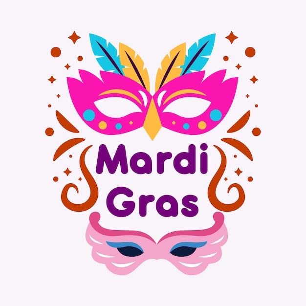 diseño de camiseta de Mardi Gras con máscara y maqueta
