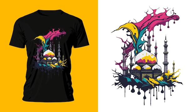 Diseño de camiseta Mezquita Islámica Halal.