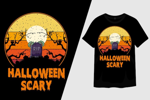 Diseño de camiseta de miedo de la noche de halloween