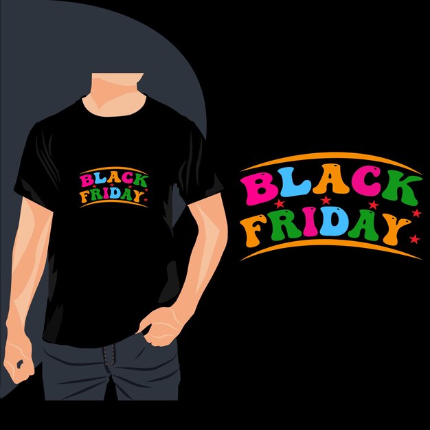 Diseño de camiseta de moda de tipografía de viernes negro