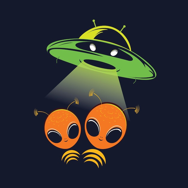 Vector diseño de camiseta moderna alien y ufo