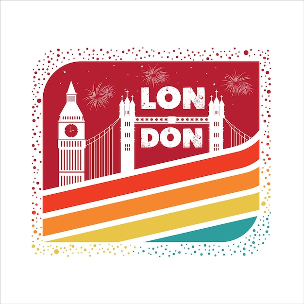 Diseño de camiseta moderna colorida de Inglaterra Londres