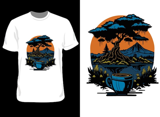 Diseño de camiseta de montaña de naturaleza vectorial