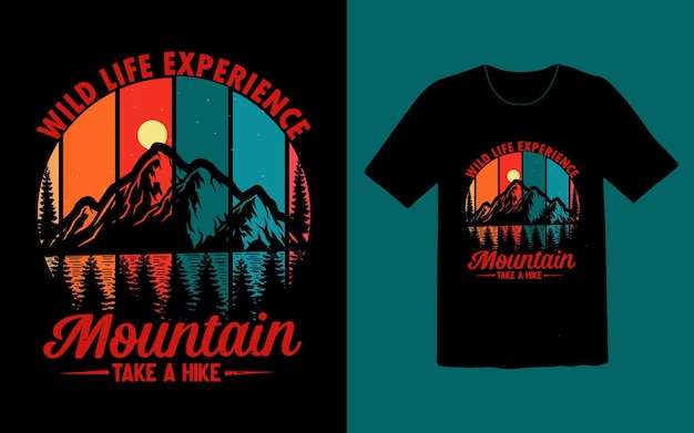 Diseño de camiseta de montaña retro vintage