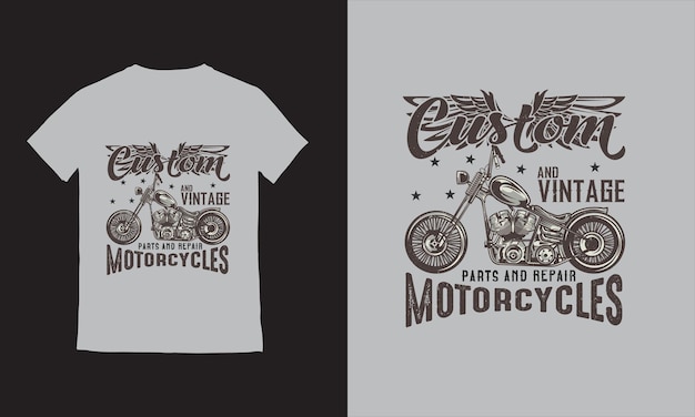 Diseño de camiseta de motocicletas americanas clásicas de vector libre con ilustración de bicicleta personalizada