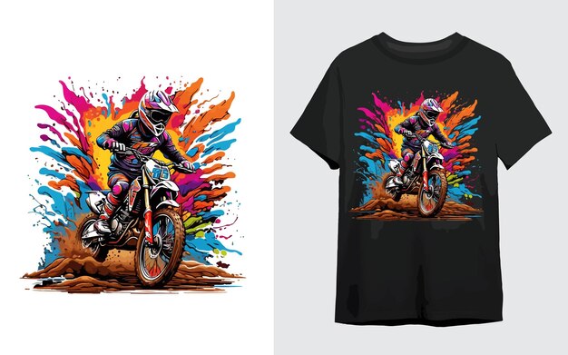 Vector diseño de camiseta de motociclista con ilustraciones vectoriales extremas