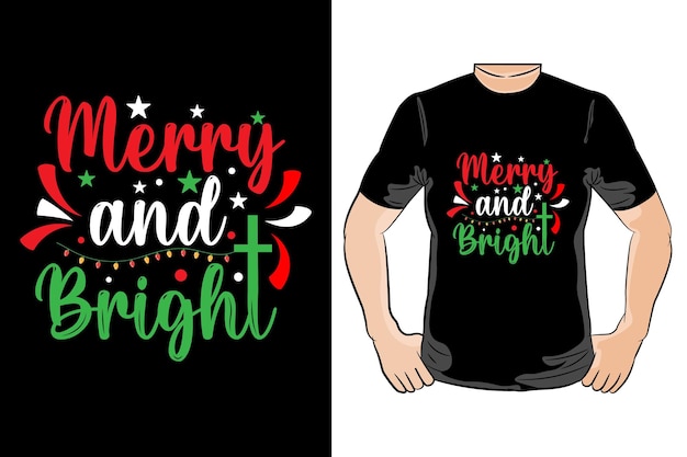 Diseño de camiseta de navidad feliz y brillante