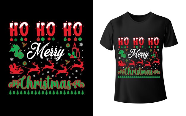 Diseño de camiseta de Navidad Ho Ho Ho Feliz Navidad.