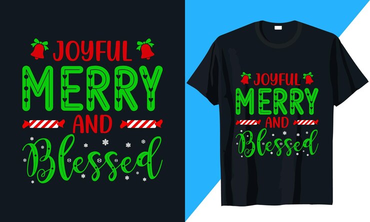 Diseño de camiseta de Navidad Joyful Merry and Blessed
