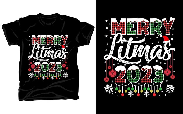 Diseño de camiseta de Navidad de Merry Litmas 2023