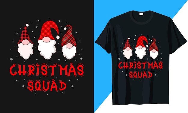 Diseño de camiseta navideña christmas squad