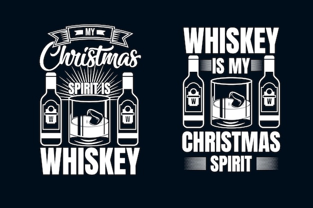 Diseño de camiseta navideña mi espíritu navideño es whisky el whisky es mi espíritu navideño