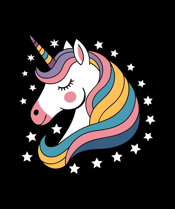Un diseño de camiseta negra con un unicornio