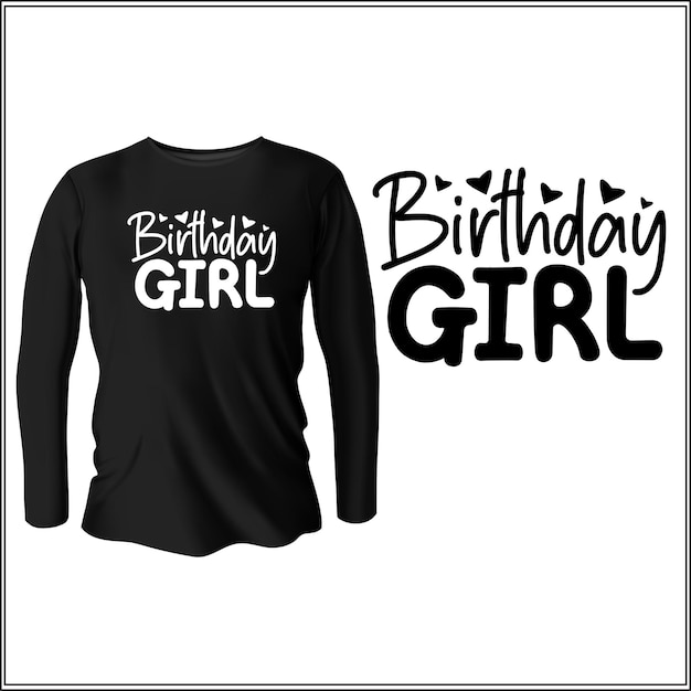 Diseño de camiseta de niña de cumpleaños con vector