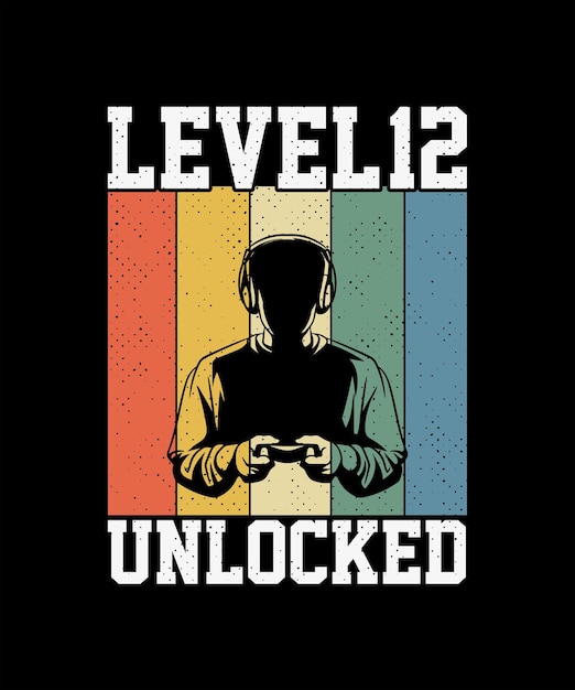 Diseño de camiseta de nivel desbloqueado