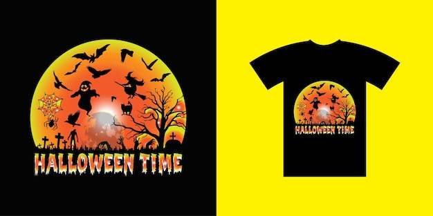 Vector diseño de camiseta de noche de halloween.