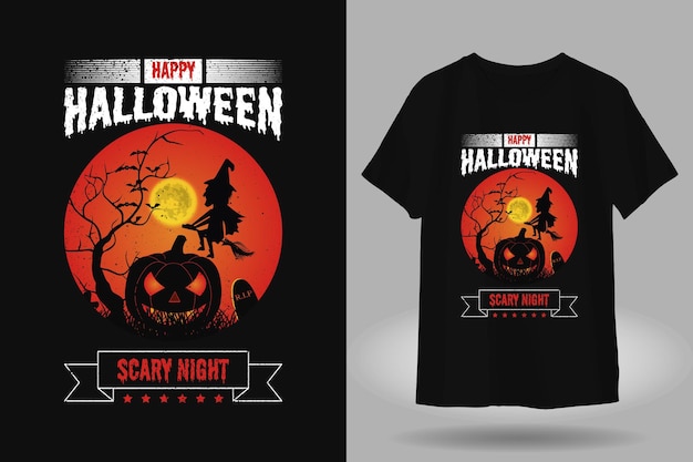 Diseño de camiseta de noche de miedo de halloween