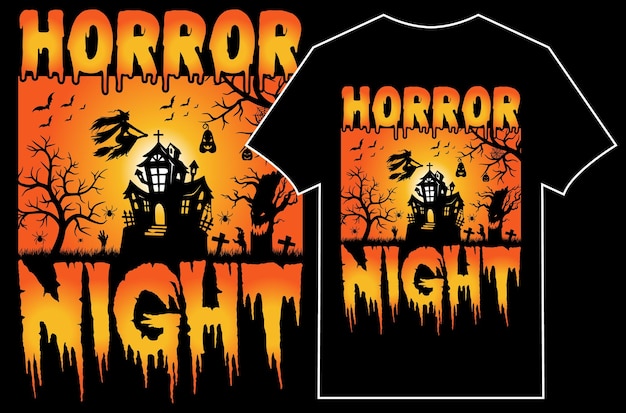 Diseño de camiseta de noche de terror de Halloween Vector