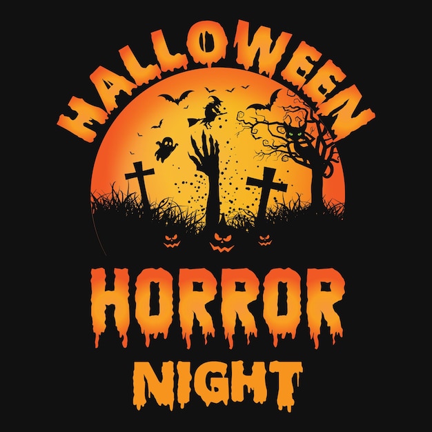 Diseño de camiseta de noche de terror de Halloween