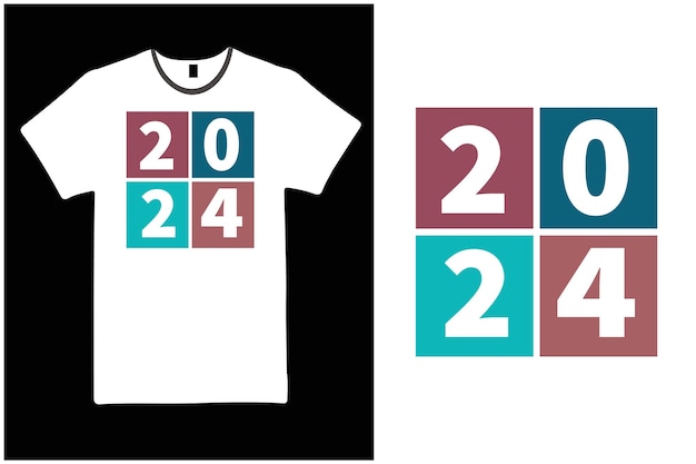 Vector diseño de camiseta nuevo año 2024