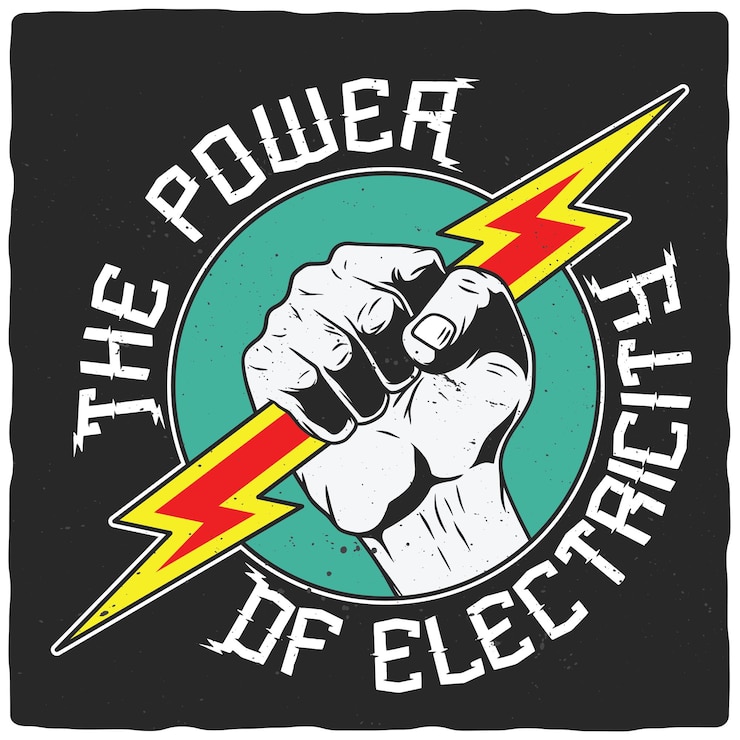 Vector diseño de camiseta o afiche con ilustración de mano con relámpago