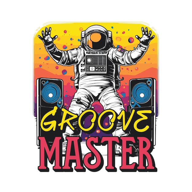Diseño de camiseta o cartel con astronauta bailando