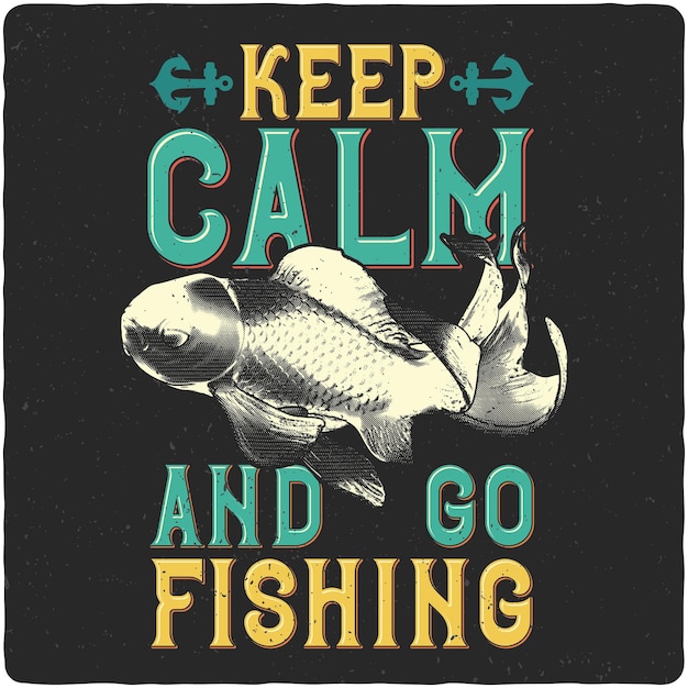 Diseño de camiseta o póster con ilustración de peces.
