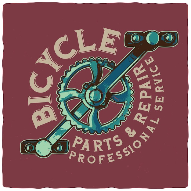 Vector diseño de camiseta o póster con piezas de bicicleta.