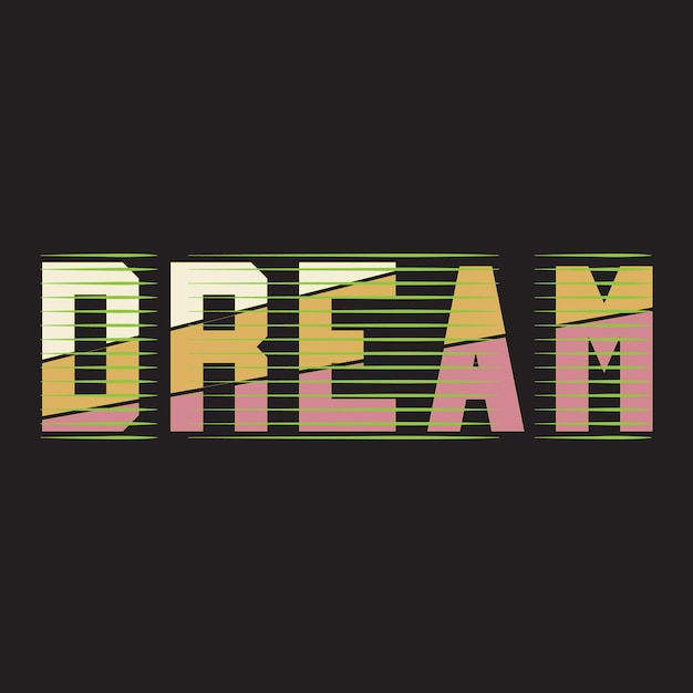Diseño de camiseta oscura de tipografía con efecto de texto de letras de ensueño