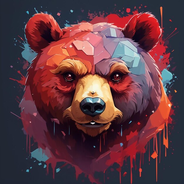 Vector diseño de camiseta de oso malvado.