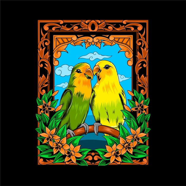 Diseño de camiseta de pájaro del amor