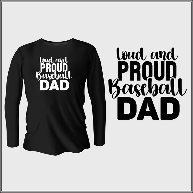 diseño de camiseta de papá de béisbol ruidoso y orgulloso con vector