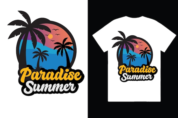 DISEÑO DE CAMISETA PARAÍSO DE PLAYA DE VERANO