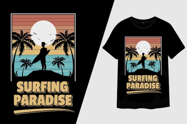 Diseño de camiseta de paraíso de surf