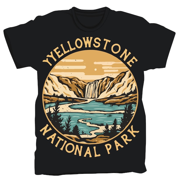 Vector diseño de camiseta del parque nacional de yellowstone diseño de calcomanías del parque nacional de los estados unidos ilustración vectorial