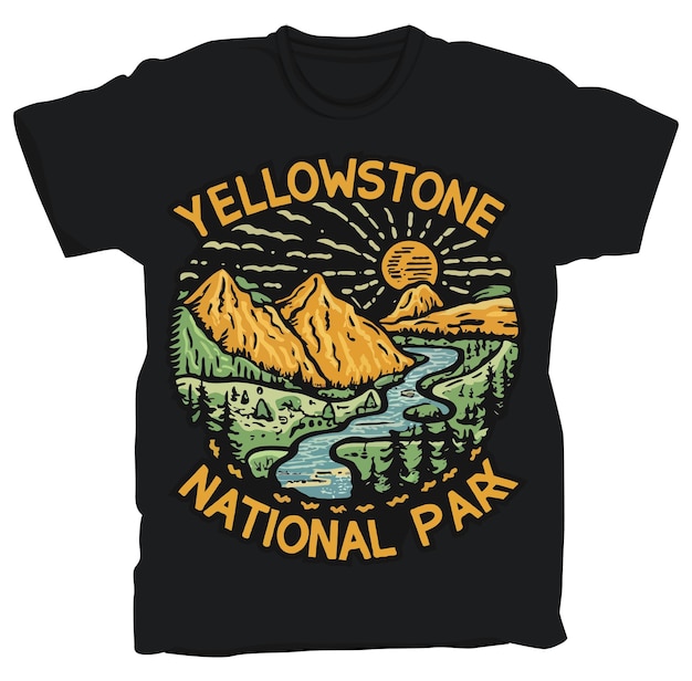 Diseño de camiseta del Parque Nacional de Yellowstone Estados Unidos Adhesivo del Parque Nacional Ilustración vectorial des