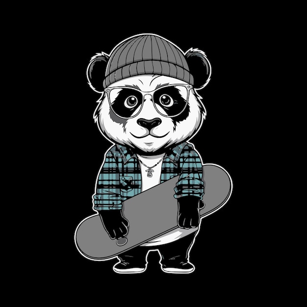 Diseño de la camiseta de patineta panda