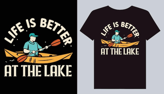 Diseño de camiseta de pesca en kayak de pesca de aventura en kayak al aire libre